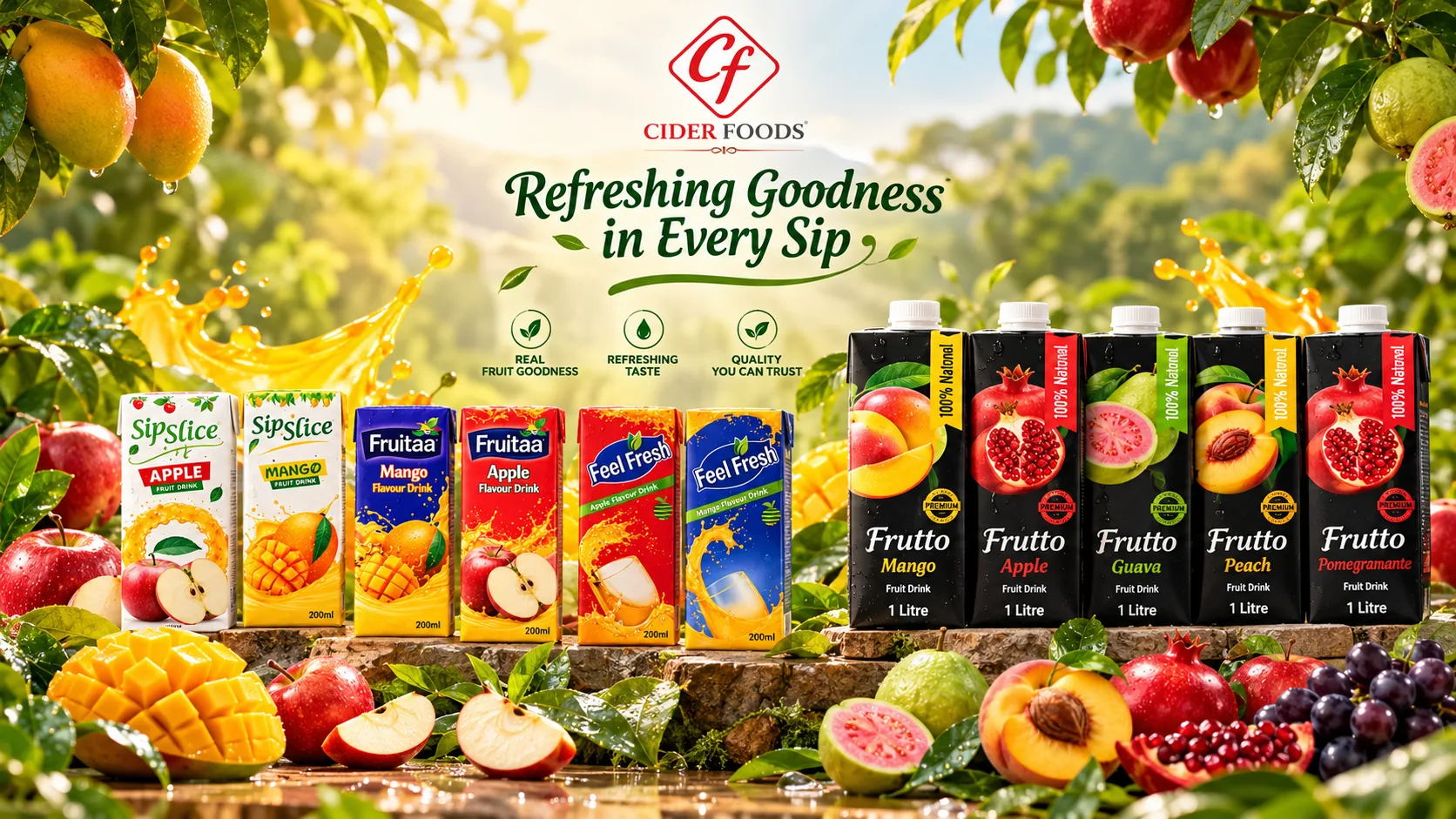 Illustrative product display in a tropical setting